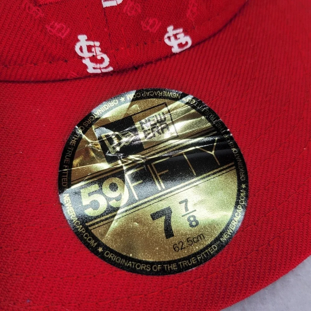 St Louis Cardinals Hat Cap Mens 7-7/8 Red New Era 59Fifty Fitted MLB Baseball